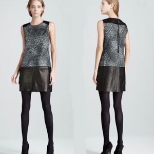 Rebecca Taylor Leopard Print Leather‎ Sheath Dress